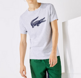 Men's Lacoste SPORT 3D Print Crocodile Breathable Jersey T-shirt Grey/Blue