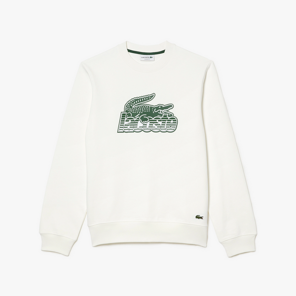 Lacoste Men’s Round Neck Unbrushed Fleece Sweatshirt - White 70V