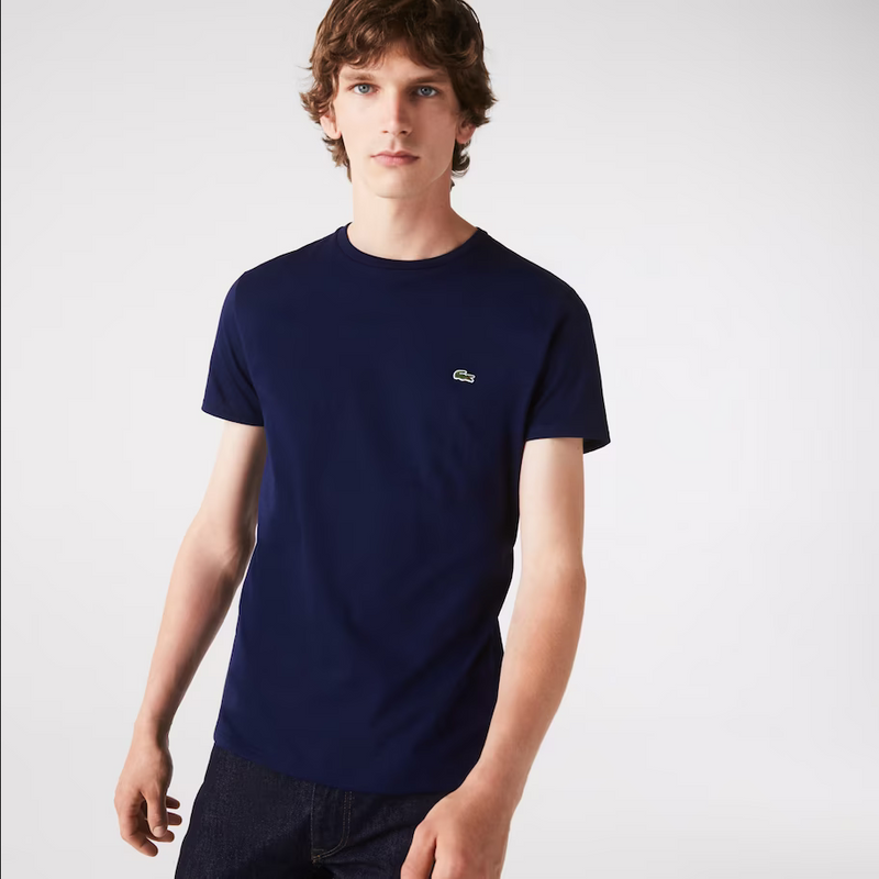 Men’s Lacoste Crewneck Pima Cotton Jersey T-shirt - Navy Blue 166