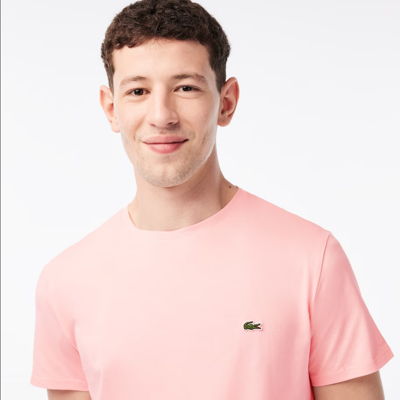 Men’s Lacoste Crewneck Pima Cotton Jersey T-shirt - Light Pink KF9