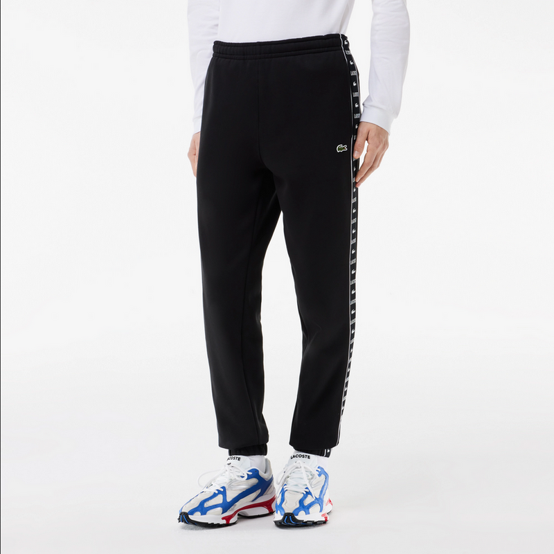 Lacoste Men's Logo Stripe Zip-Up Hoodie & Jogger Set - Black