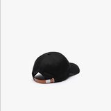 Men's Lacoste Contrast Strap And Oversized Crocodile Cotton Cap Black - BLVD