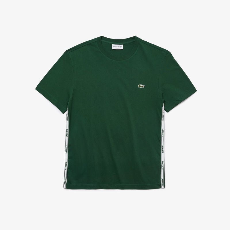 Lacoste Men's Branded Bands Crew Neck Cotton T-Shirt & Shorts Green White
