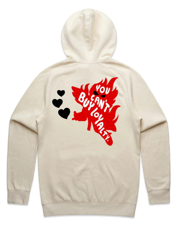 CANT BUY LOYALTY (RED) HOODIE - CREAM