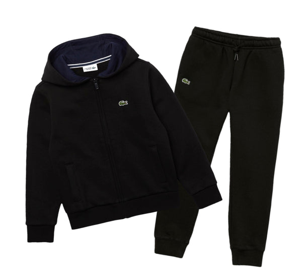 Kids' Lacoste SPORT Tennis Zippered Fleece Sweatshirt & Sweatpants Black Dy4