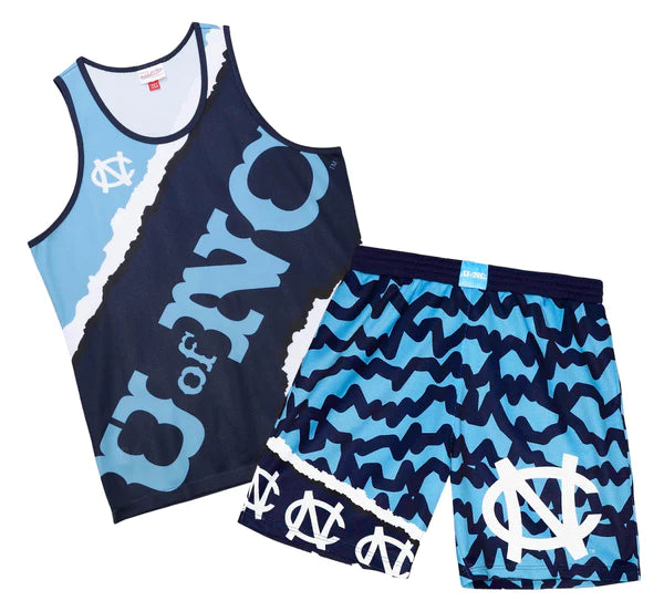 MITCHELL & NESS UNIVERSITY OF NORTH CAROLINA JUMBOTRON 2.0 SUBLIMATED TANK & SHORT SET