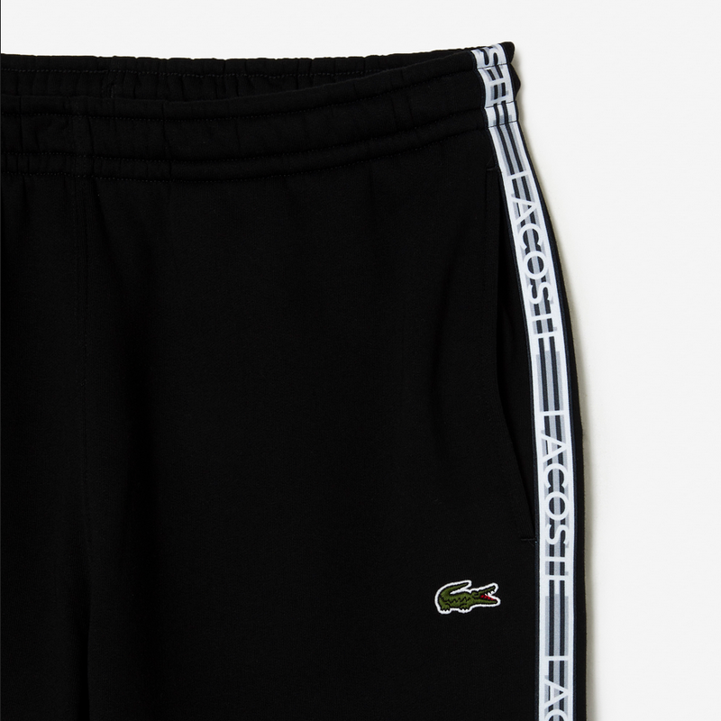 Lacoste Men’s Classic Fit Zipped Hoodie with Brand Stripes & Logo Stripe Track Pants Set - Black 031 men tracksuit by Lacoste | BLVD